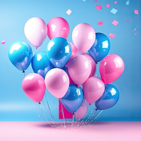 colorful balloons with lights on a backgroundの素材