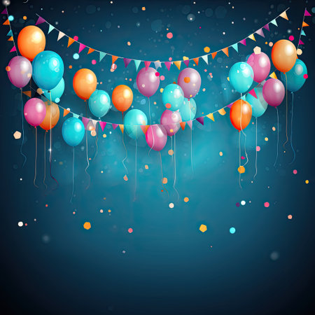 colorful balloons with lights on a backgroundの素材