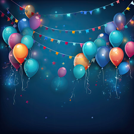 colorful balloons with lights on a backgroundの素材