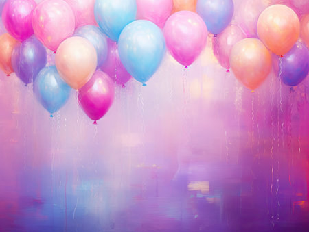 colorful balloons with lights on a backgroundの素材