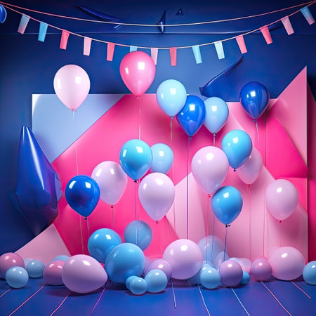 colorful balloons with lights on a backgroundの素材