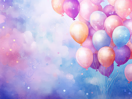 colorful balloons with lights on a backgroundの素材