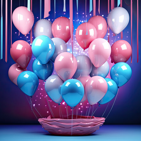 colorful balloons with lights on a backgroundの素材