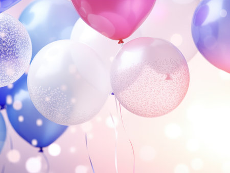 colorful balloons with lights on a backgroundの素材