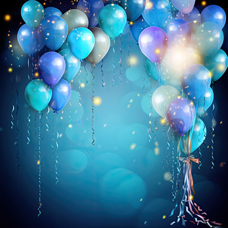 colorful balloons with lights on a backgroundの素材