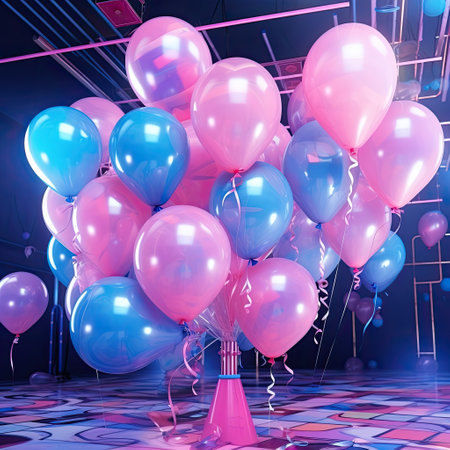 colorful balloons with lights on a backgroundの素材
