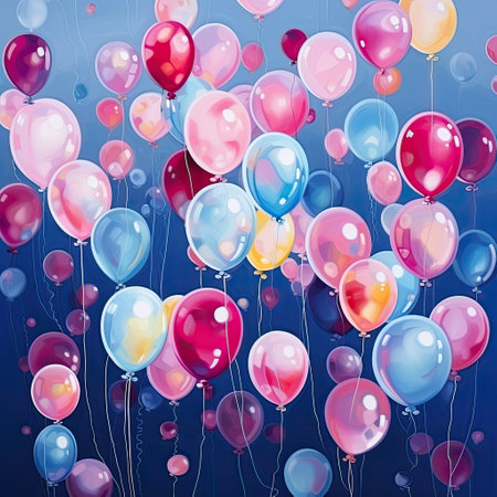 colorful balloons with lights on a backgroundの素材