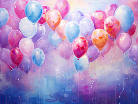 colorful balloons with lights on a backgroundの素材