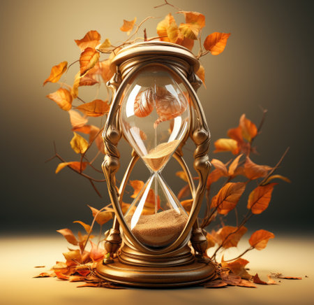 autumn leaves have been poured in the hourglassの素材