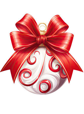 Red bow. A bow on a white background. A gift with a bow. Red bow on white backgroundの素材