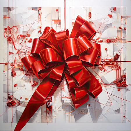 Red bow. A bow on a white background. A gift with a bow. Red bow on white backgroundの素材