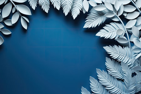 palm leaves on an blueの素材