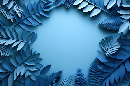 palm leaves on an blueの素材