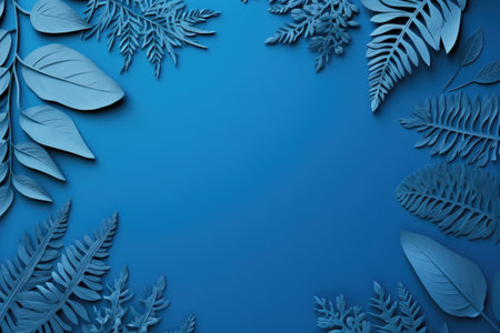 palm leaves on an blueの素材