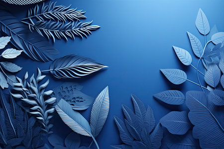 palm leaves on an blueの素材