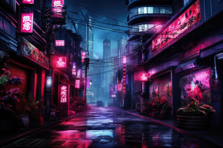 neon signs at the street of tokyoの素材