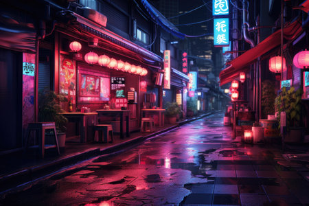 neon signs at the street of tokyoの素材
