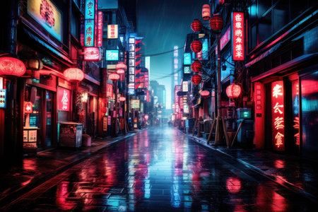 neon signs at the street of tokyoの素材
