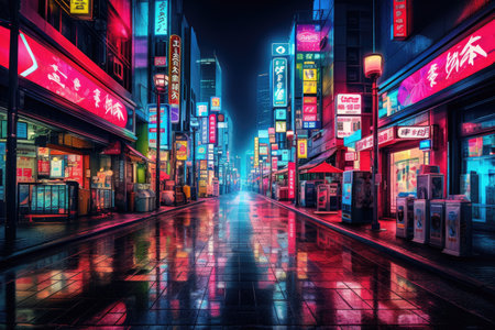 neon signs at the street of tokyoの素材