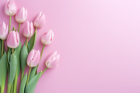 pink tulips on a pink backgroundの素材