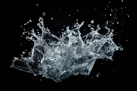 splashing water underwater with iceの素材