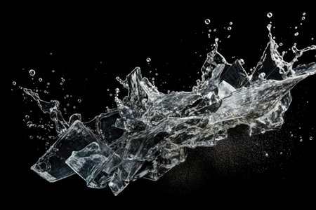 splashing water underwater with iceの素材