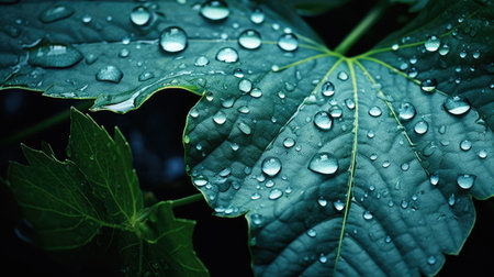 water droplets splashing a leafの素材