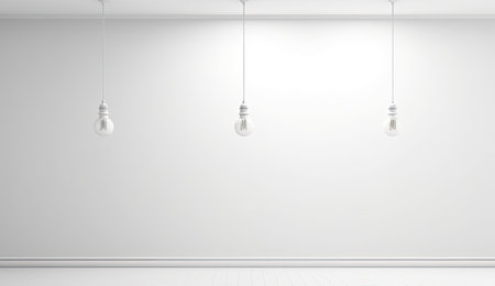 white space white wall white light hanging bulbs lampの素材
