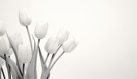 White tulips isolated on a white background.の素材