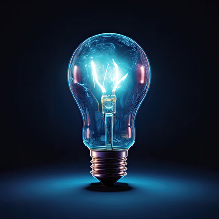 Bulb with colorful light, creative concept photo realisticの素材