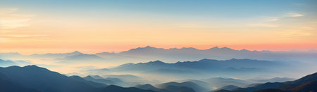view of the mountains at sunset from the peakの素材