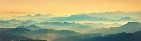 view of the mountains at sunset from the peakの素材