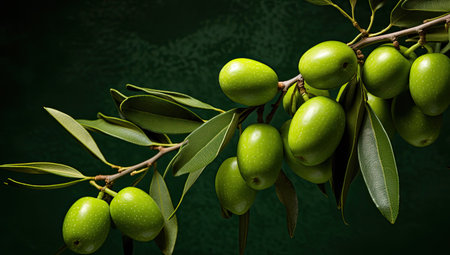 olives on green tree backgroundsの素材