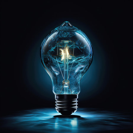 Bulb with colorful light, creative concept photo realisticの素材