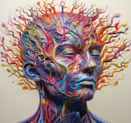 human head with colorful mindの素材