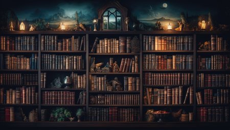 the ideal library with books old styleの素材