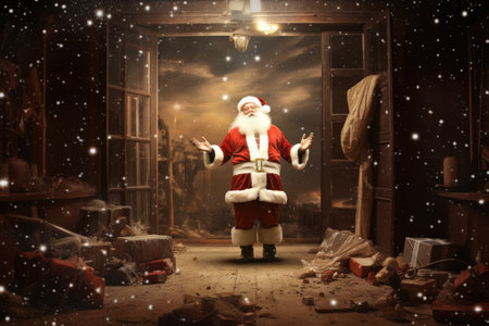 a christmas scene of santa claus with giftsの素材