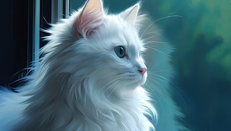 white cat with green eyesの素材