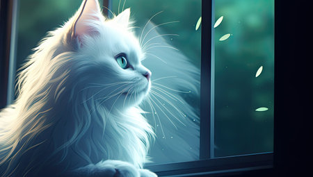 white cat with green eyesの素材