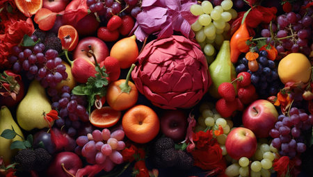 fruits lie on a dark surfaceの素材