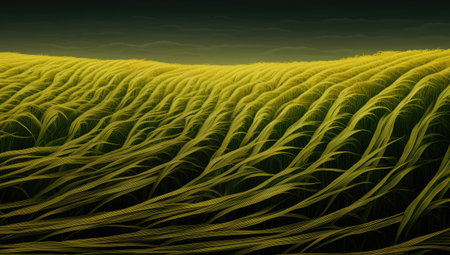 the fields row in front of a sunsetの素材