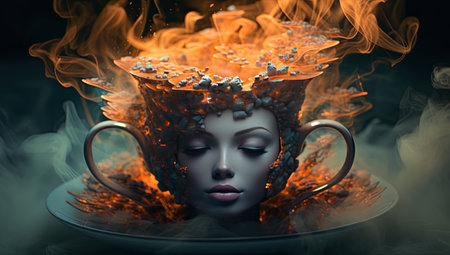 coffee cup with smoke coming from the topの素材