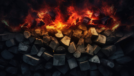 flaming wood or coalの素材