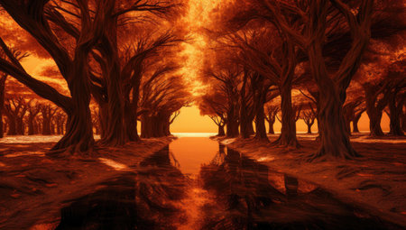 alley in the leaves in the fallの素材