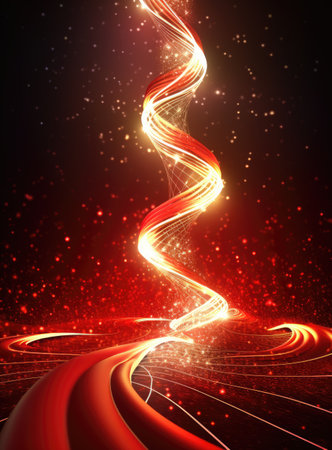 red background with a golden wavy lines christmasの素材