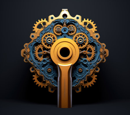 keyhole with gears and gears insideの素材