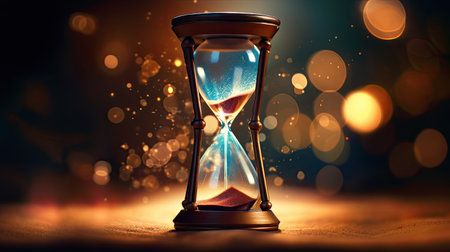 picture of hourglass on black background,の素材
