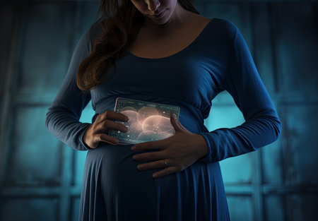 pregnant woman is holdingの素材
