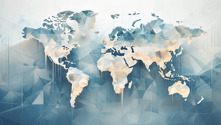 digital world map on a gridの素材