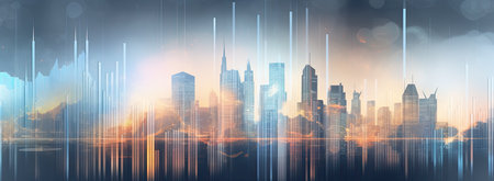 the world stock markets with digital images graphsの素材